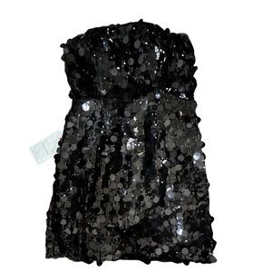 Black Sequin Strapless Bandeau Top